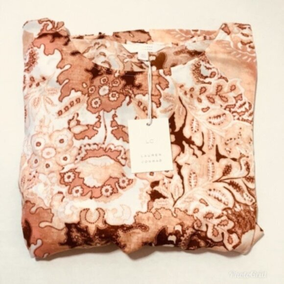 LC Lauren Conrad Womens Boho Floral Long Bell Sleeve Blouse Sz S New - Picture 4 of 8